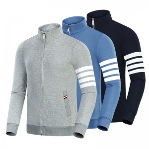 봄과 가을 새 4 바 패션 패션 캐주얼 작은 스탠드 칼라 남자와 여자의 지퍼 긴 소매 카디건 코트